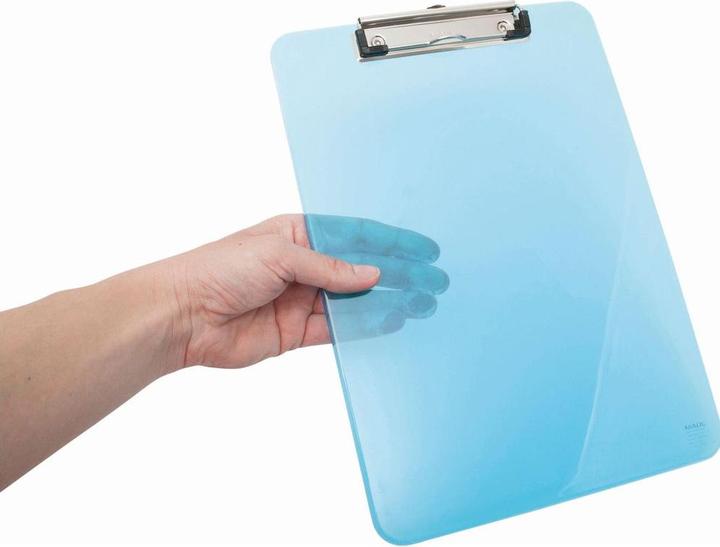 Produktbild Maul Klemmbrett neon, DIN A4, transparent-blau aus Kunststoff, flache, vernickelte Bügelklemme (22.6 x 31.8 cm)