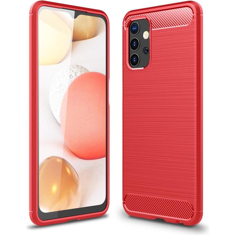 Cover-Discount Galaxy A32 5G - Metall Carbon Look Gummi Hülle rot (Samsung Galaxy A32 5G), Smartphone Hülle, Rot