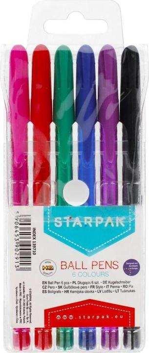 Produktbild Starpak Kugelschreiber, 6 Farben (Orange, Schwarz, Grün, Blau, Rosa, Rot, 6 x)