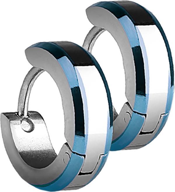 Immagine prodotto Star Piercing Orecchino a lembo in argento con 2 strisce laterali blu (senza ottone, Acciaio chirurgico 316L)