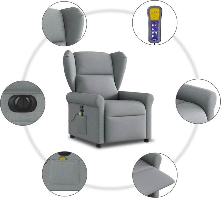Produktbild VidaXL Massagesessel Elektrisch Hellgrau Stoff