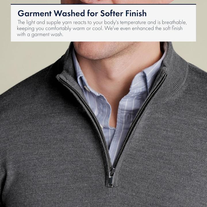 Image du produit Charles Tyrwhitt Pull en Laine Mérinos à Fermeture Éclair Quart (M)