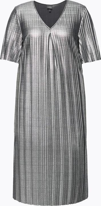 Produktbild Ulla Popken Midikleid, Silver-Plissee, A-Linie, V-Ausschnitt, Halbarm (56)