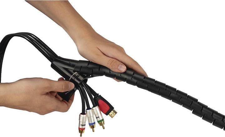 Produktbild Hama Flexibler Spiral-Kabelschlauch, universal, 20 mm, 2,5 m, Schwarz (Kabelspiralschlauch, 250 cm)