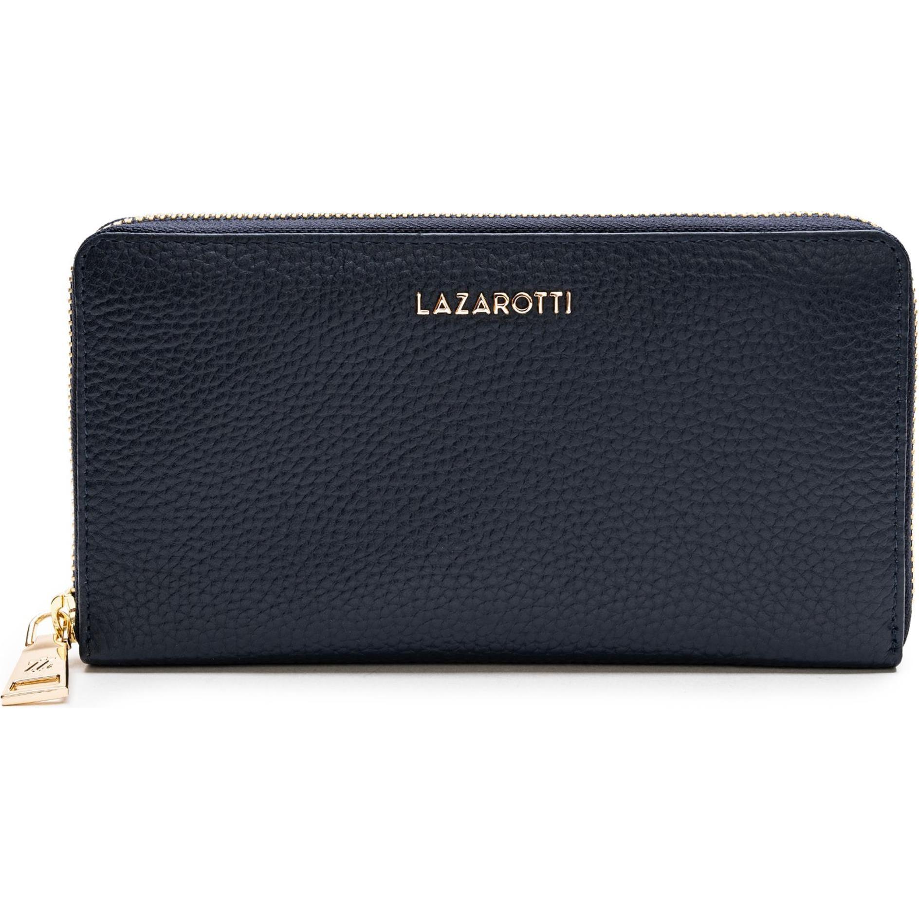 Lazarotti, Damen, Portemonnaie, Bologna Leather Geldbörse Leder 19 cm, Blau
