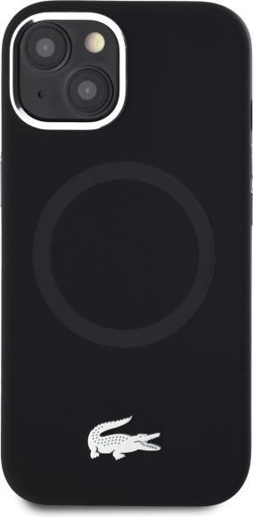 Produktbild Lacoste Liquid Silicone Microfiber Silver Croc Logo MagSafe Case for iPhone 15 Black (Apple iPhone 15)