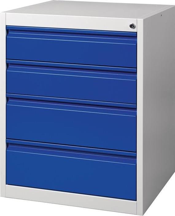HP Autozubehör Schubladenschrank BK 600 H800xB600xT600mm grau/blau 4 Schubl. Einfachauszug (610 cm, 83 cm)