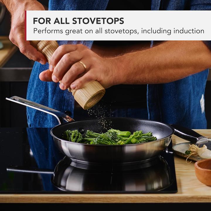 Actual product image KitchenAid Patelnie stalowe z powłoką 20 + 24 + 28 cm (20 cm, Frying pan, Pan set + pot set, Stainless steel)