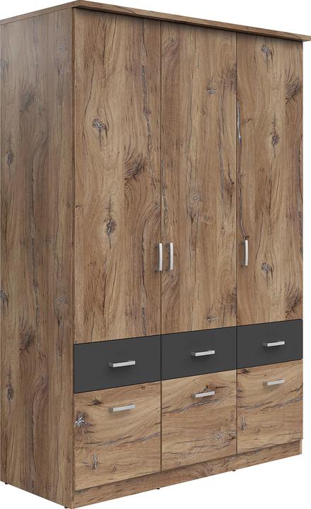 Actual product image Black Red White Wardrobe 3-door. (136 x 58 x 199 cm)