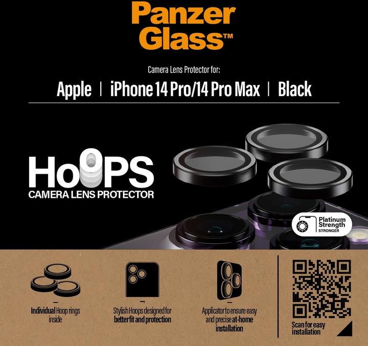 Produktbild PanzerGlass CP PP Rings for iPhone 14 Pro/14 Pro Max black (1 Stück, Apple iPhone 14 Pro, Apple iPhone 14 Pro Max)