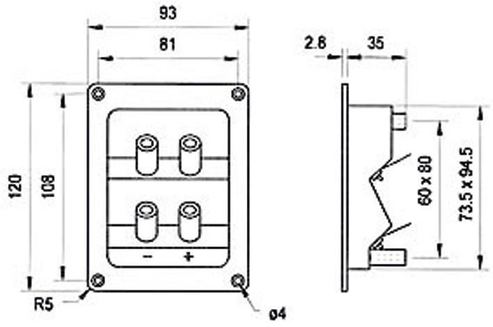 Actual product image Visaton BT 95/75 double connection terminal