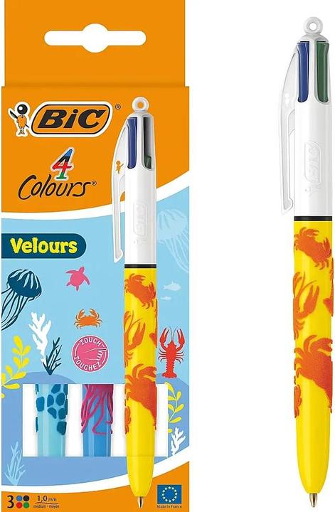 Produktbild Bic Mehrfarbenkugelschreiber 4 Colours Velours 3 Stück sortiert (Diverse, 3x)