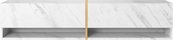 Actual product image Selsey Mirrgo Floating TV Console with Golden Accents and White Marble Finish (140 x 31.60 x 30 cm)