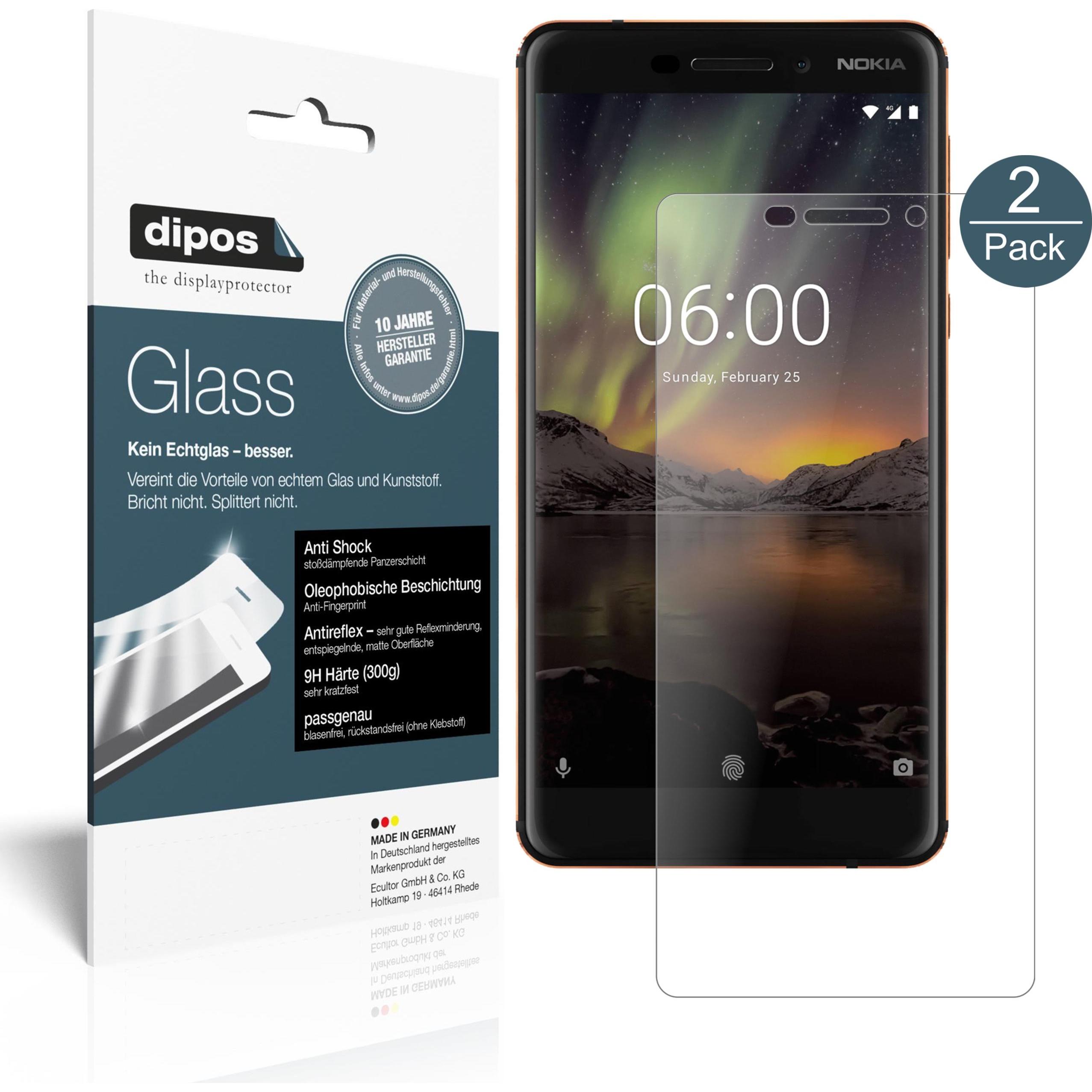 Dipos Displayschutz Anti-Shock (2 Stück, Nokia 6.1), Smartphone Schutzfolie, Transparent