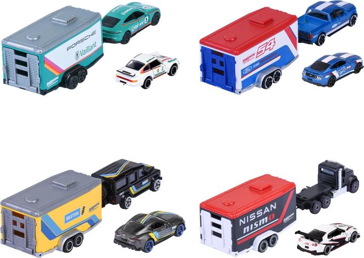 Produktbild Majorette Racing Deluxe Trailer, 4-sort.