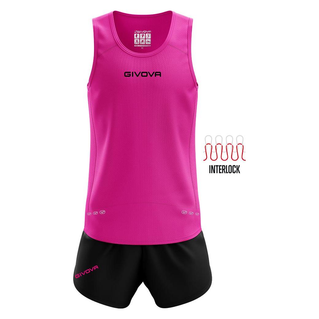 Givova, Unisex, Sportshirt, Set Aus Tanktop Und Shorts (L), Schwarz, Pink, L