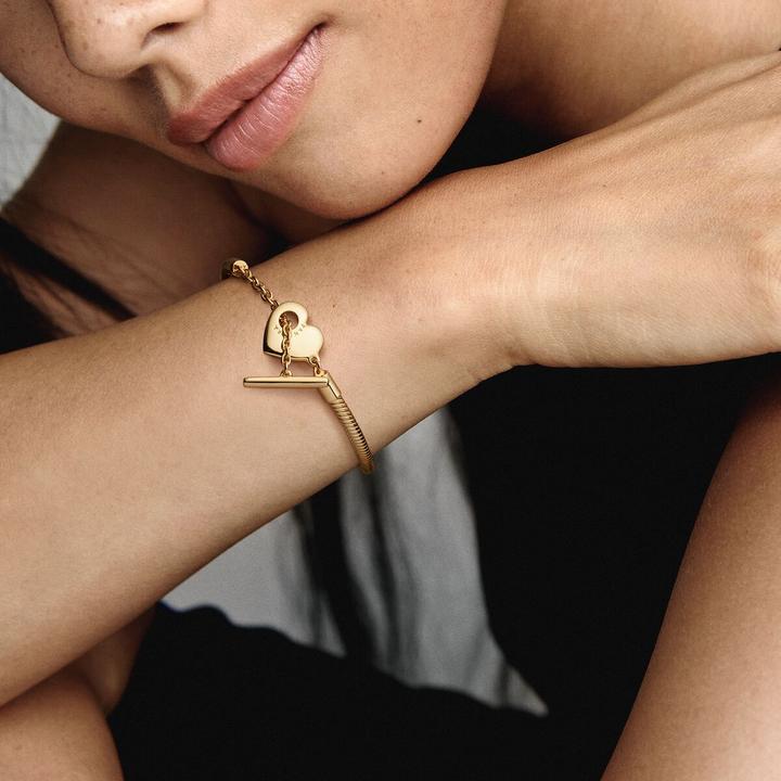 Immagine prodotto Pandora Bracciale in oro 14k Moments Heart T Clasp Snake Link (16 cm, Dorato, Metallo)