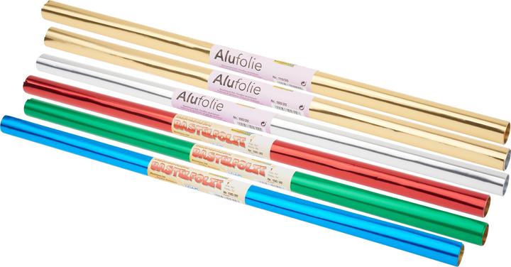 Actual product image Folia Aluminium foil double laminated 50x78cm, 1 roll, red/gold (90 g/m², 1 x)