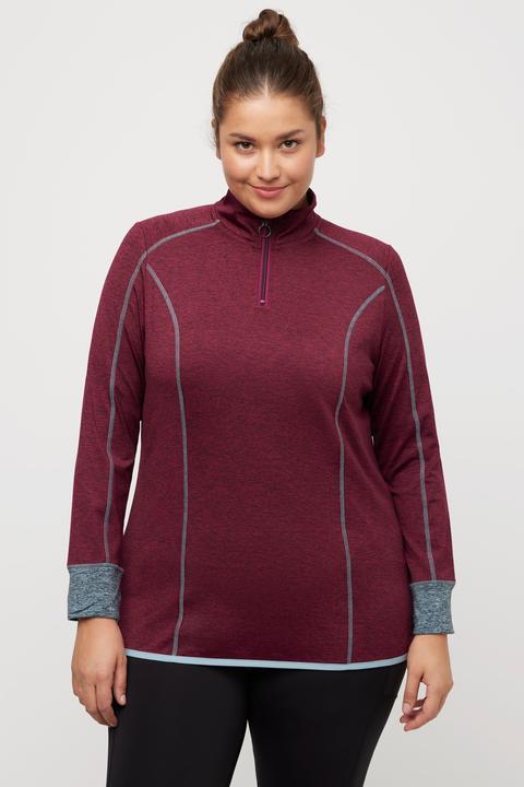 Produktbild Ulla Popken Funktionsshirt, Troyer-Kragen, Slim, Langarm, Daumenloch (42, 44)