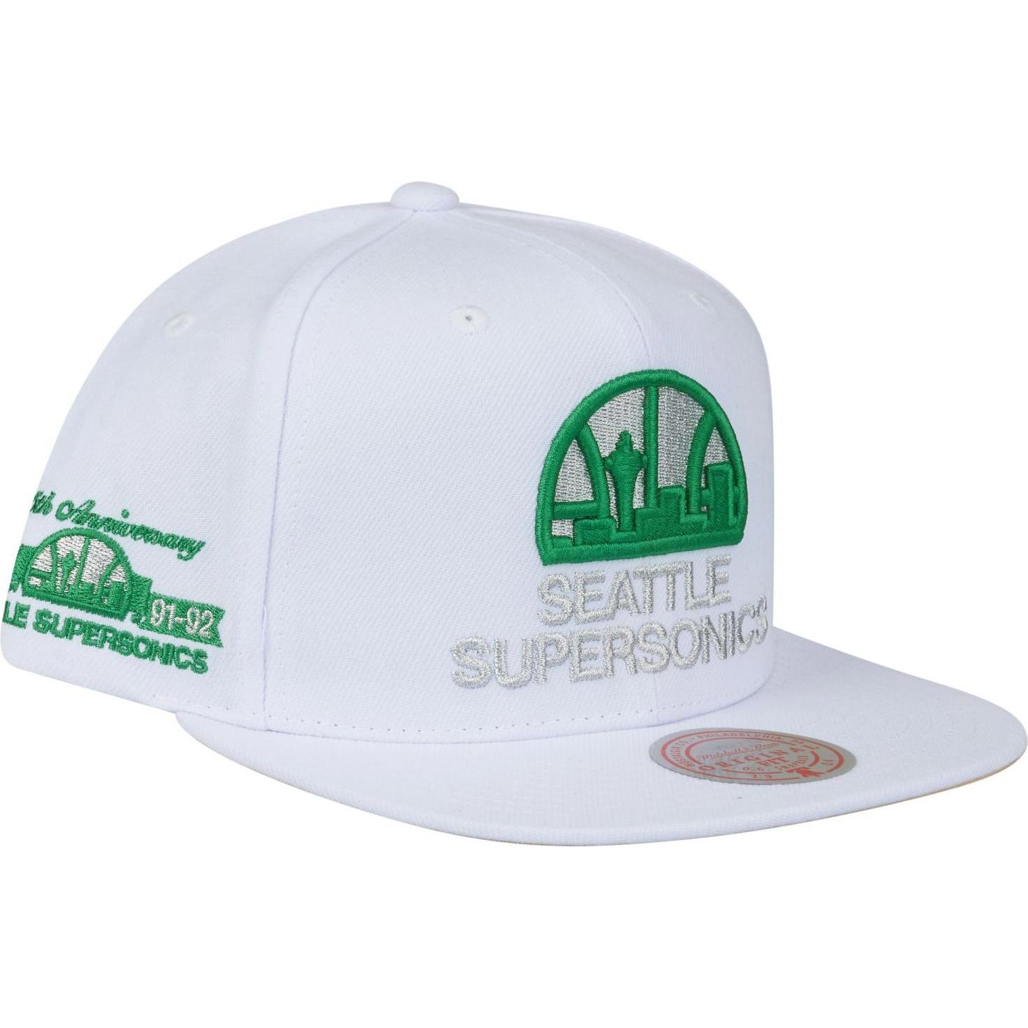 Mitchell & Ness, Herren, Cap, White Seattle Supersonic, Weiss, (One Size)