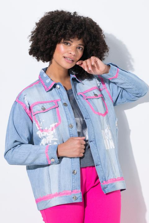 Immagine prodotto Angel of Style Jeansjacke, oversized, Schriftzug, Neon-Kanten (54)