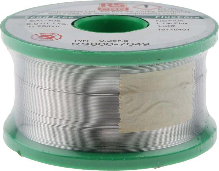 Image du produit RS PRO Lead Free 3% Ag Solder, 0.25mm, 250g (Souder)
