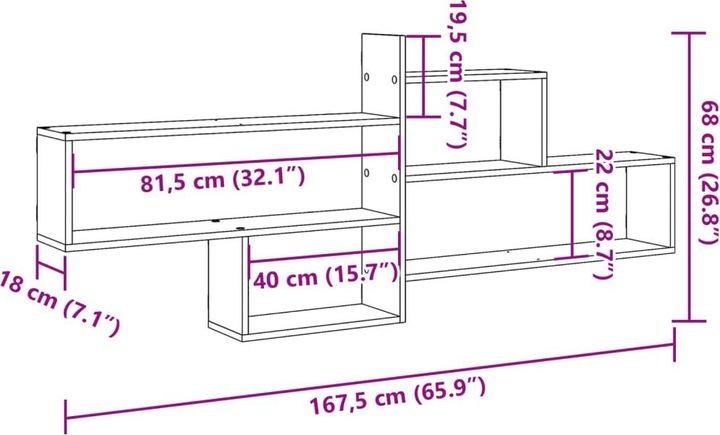 Produktbild VidaXL Wandregal (167.5 x 18 x 68 cm)