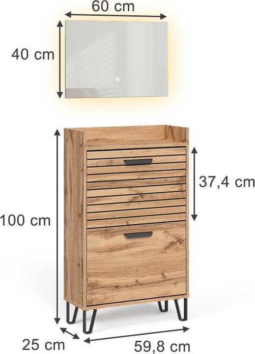 Actual product image Vicco Wardrobe Amber, Oak Wotan, 59.8 x 100 cm 2 parts