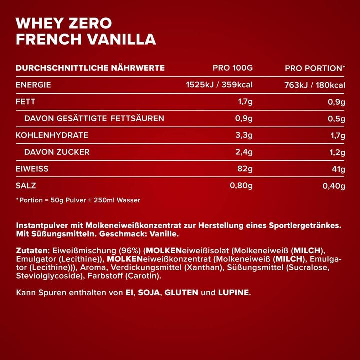 Nährwerte und Zutaten IronMaxx Zero (908 g, 1x, Vanille)