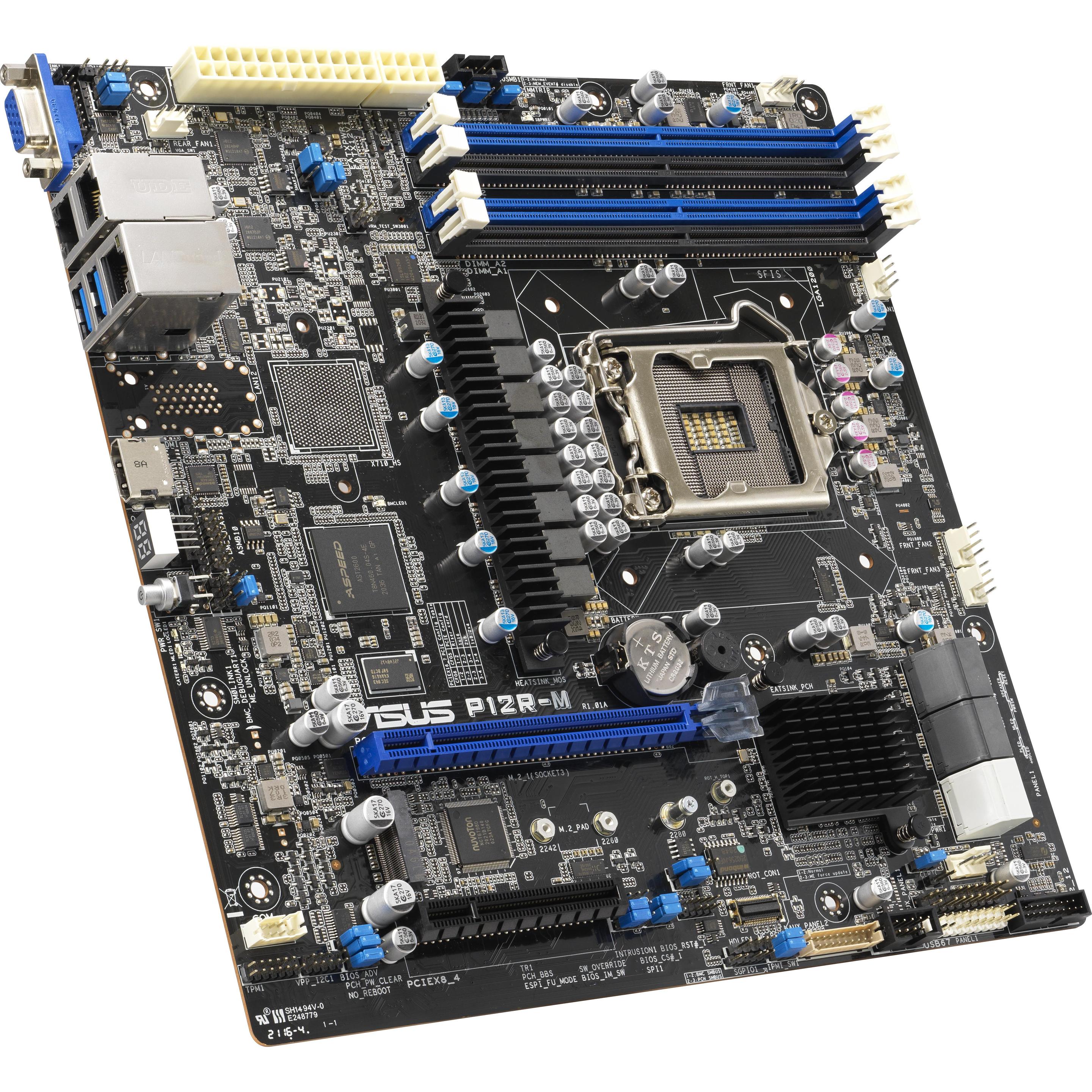 Thumbnail - ASUS P12R-M LGA1200 mATX Server MB 4xDDR4 1xm.2 6xSATA (LGA 1200, Intel C252, mATX), Mainboard
