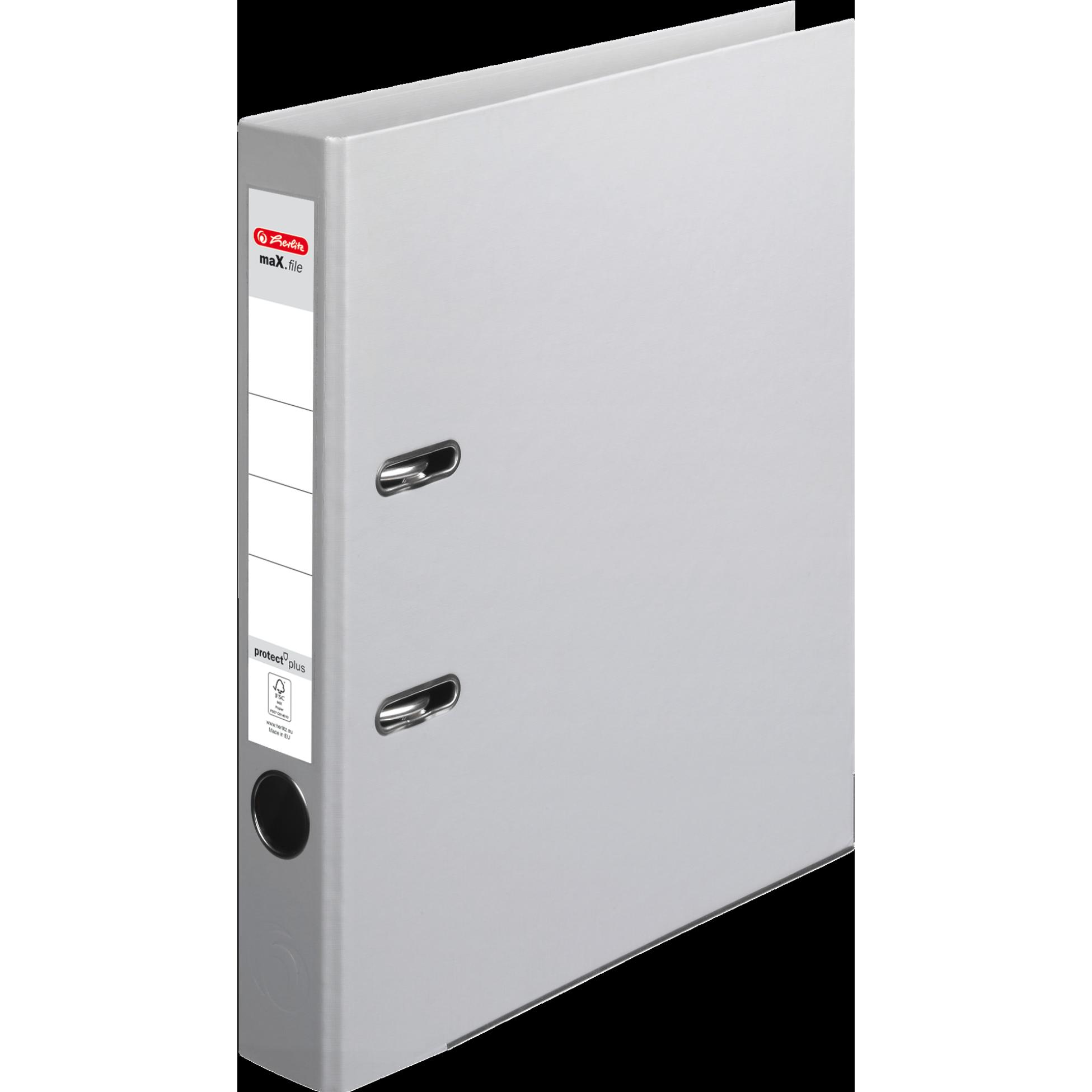 Herlitz, Ordner, Ordner maX.file protect plus, Rückenbr.: 50 mm, grau DIN A4, Voll-PP-Kunststoffbezug, Kantenschutz (A4,...