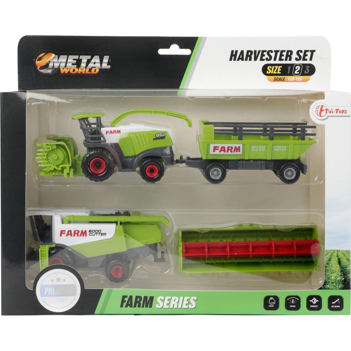 Thumbnail - Toi-Toys Metall-Landwirtschaftsmaschine mit Anhänger, 2-tlg.