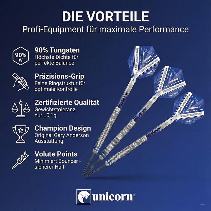 Actual product image Unicorn Phase 5 World Champion Gary Anderson Steel Dart Presentation Box (23 g)