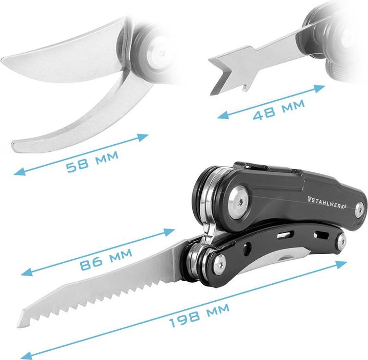 Actual product image Stahlwerk Multitool 5 Tools Pocket knife Multifunctional tool Garden shears (5 Functions)