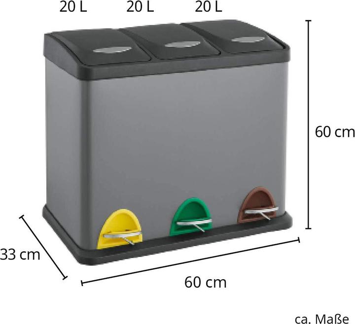 Produktbild Svita TC3X20 Treteimer 60 Liter Grau (60 l)