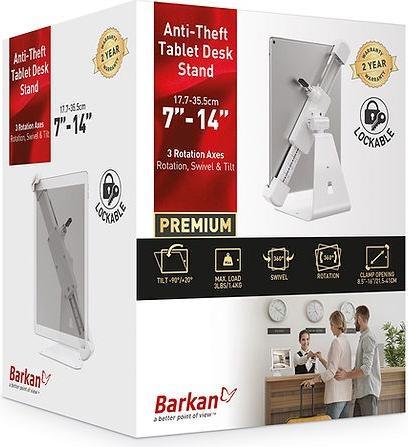 Image du produit Barkan Support de tablette 7-14", verrouillable, blanc