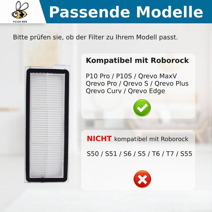Actual product image Flickbee Filter 2er-Set für Roborock Qrevo MaxV, Qrevo Pro, Qrevo S, Qrevo Plus, Qrevo Curv
