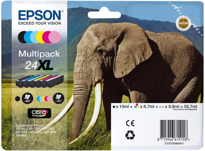 Produktbild Epson T2438 Elephant (M, C, Y, LC, LM, BK)
