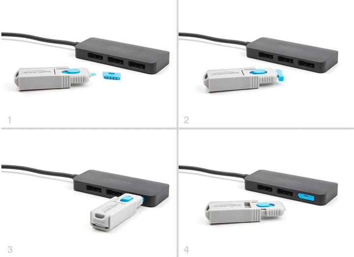 Actual product image Delock DisplayPort Port Blocker Set for DisplayPort sockets 4 pieces
