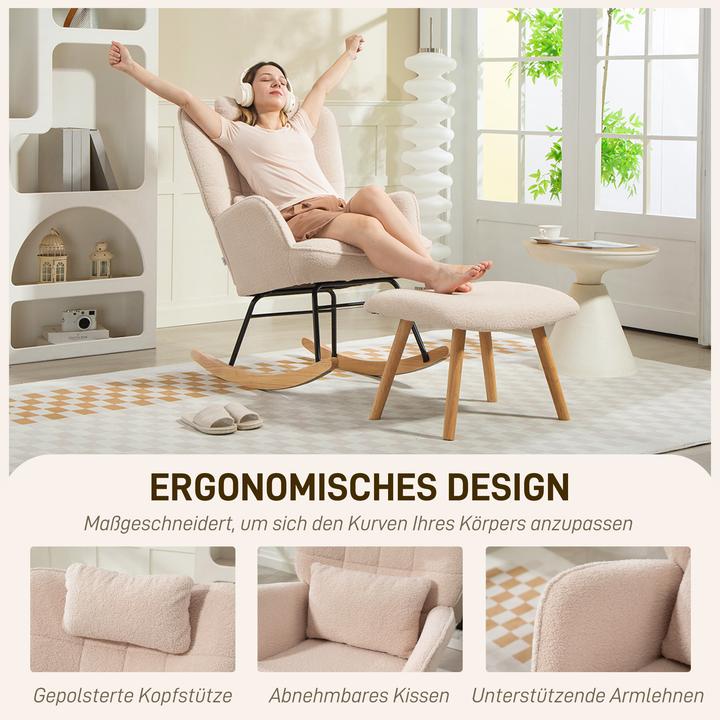 Immagine prodotto Homcom Schaukelstuhl Polyester Beige