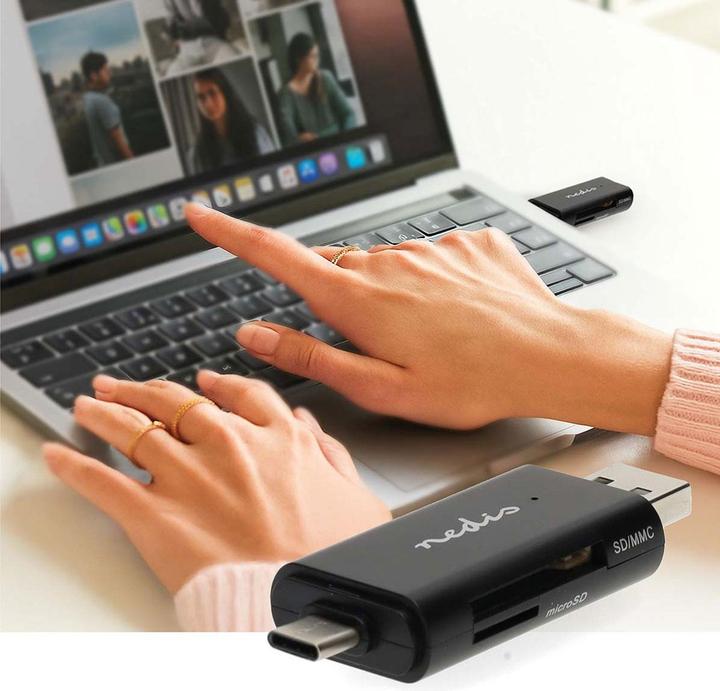 Produktbild Nedis Kartenleser | microSD (TF) / microSDHC (TF) / microSDXC (TF) / SD / SDHC / SDXC | USB 2.0 (USB 2.0)