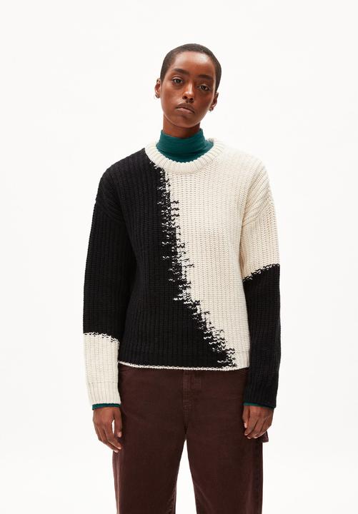 Actual product image Armedangels Long Sleeve Miyaar Pullover Round Neck Black/Oat (L)