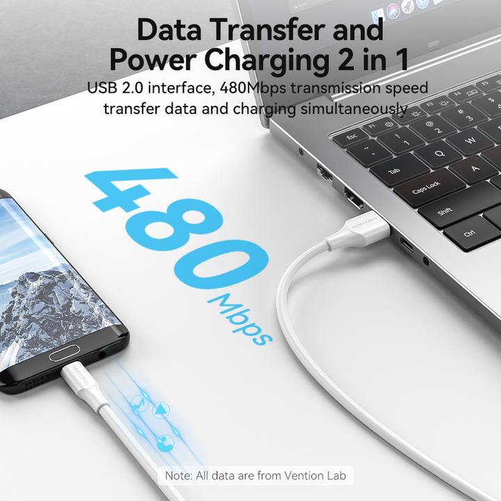 Produktbild Vention USB 2.0 Male to Micro-B Male 2A 1m CTIWF (white) (1 m, USB 2.0, 60 W)