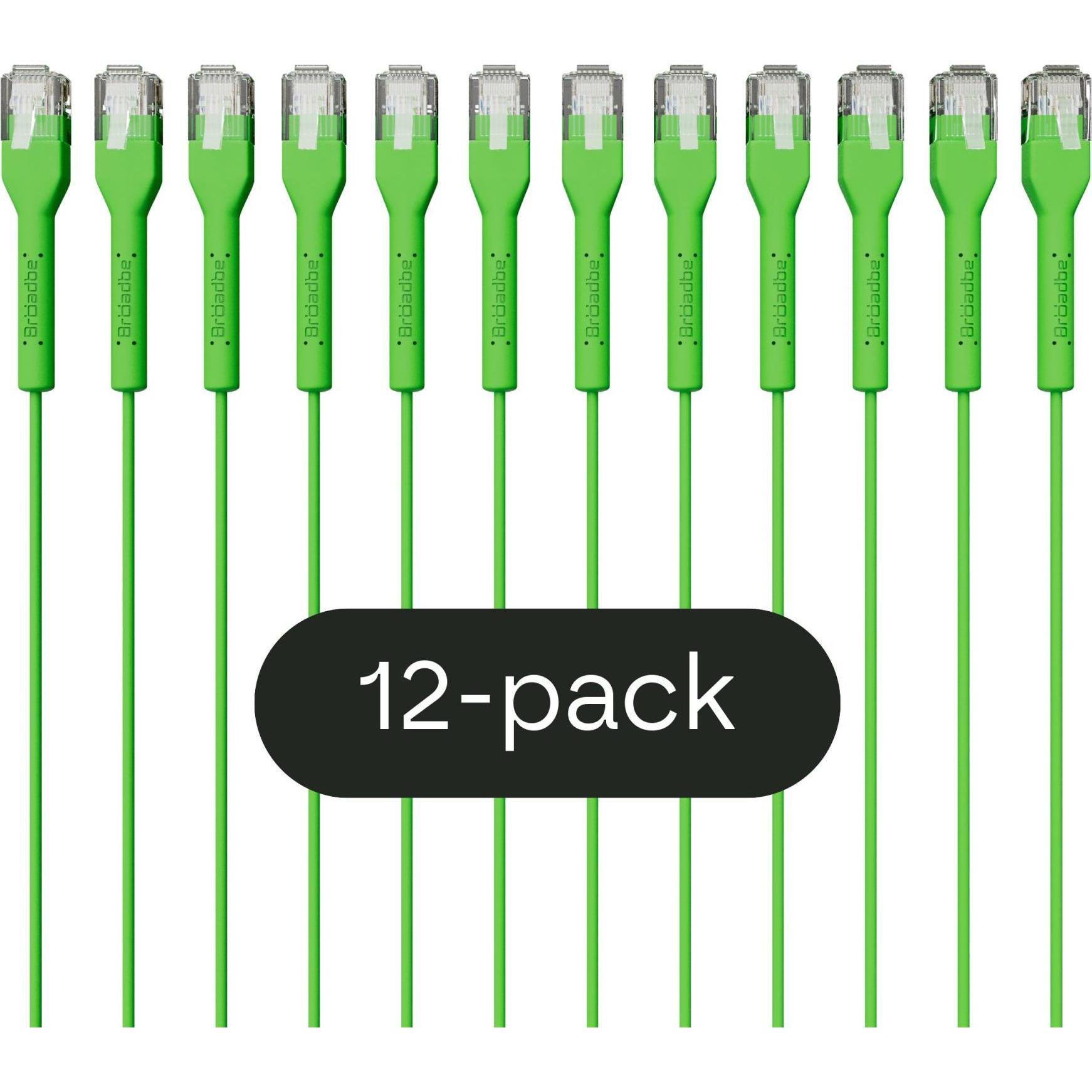 Broadbe Slim Patch Cable 5G Green 2m 12-pack Cable-Patch-Cat6-GR-2M-Slim-12 (CAT6, 2 m), Cavo di rete