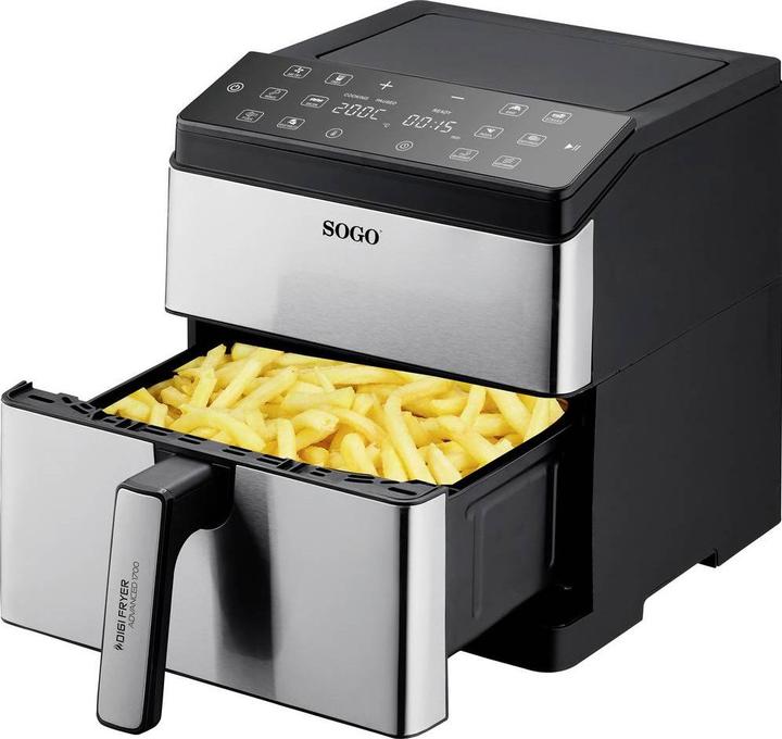 Actual product image Sogo Human Technology Advanced 1700 Heissluft-Fritteuse 6 l 1700 W Schwarz, Edel