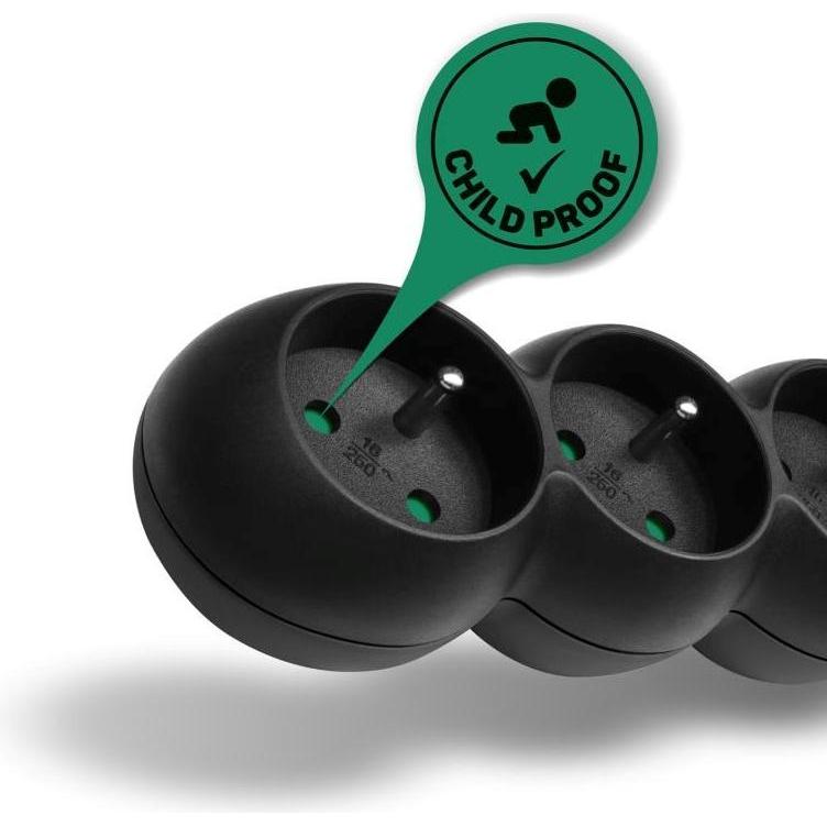 Connect IT, Prolunga, CES-1015-BK Verlängerungskabel 230V schwarz / 5m / 6 Steckdosen / Schalter (5 m, CEE 7/3)