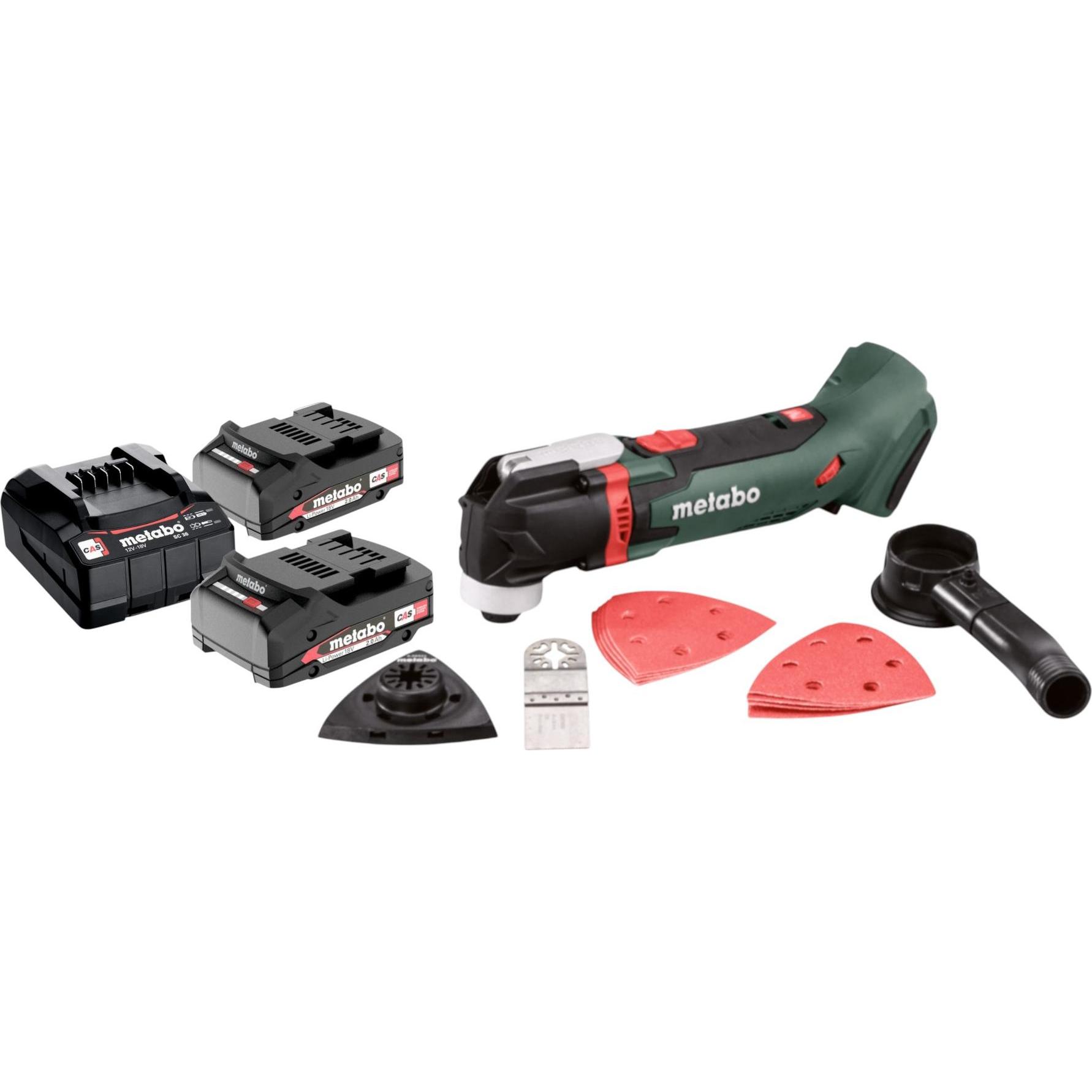 Metabo, Elettroutensile multifunzionale, Multitool a batteria MT 18 LTX 18 V OIS / Starlock + 2 batterie da 2,0 Ah + caricabatteria