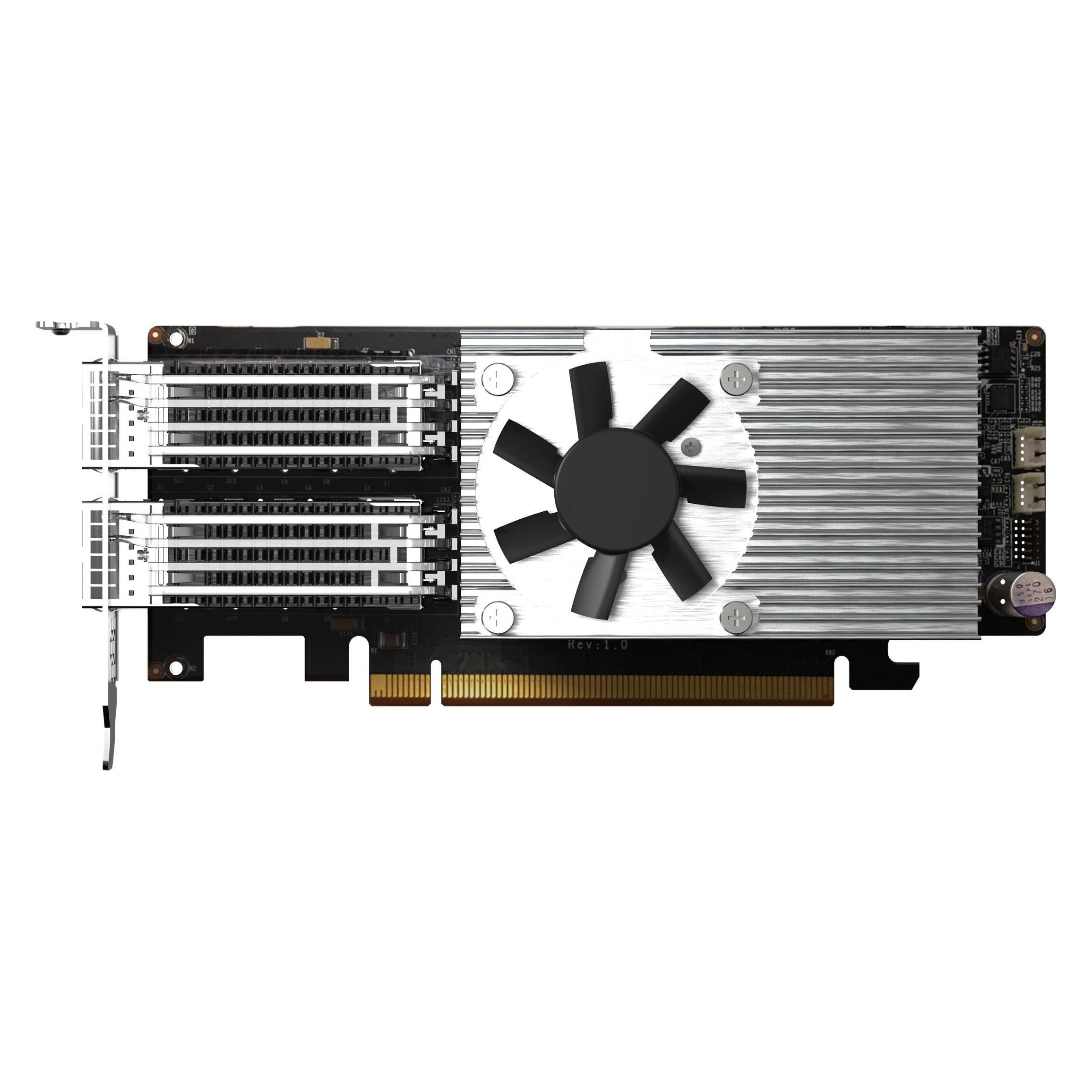 QNAP Dual-port QSFP28, 100GbE, network expansion card, low-profile form factor, PCIe Gen4 x16, NAS Z