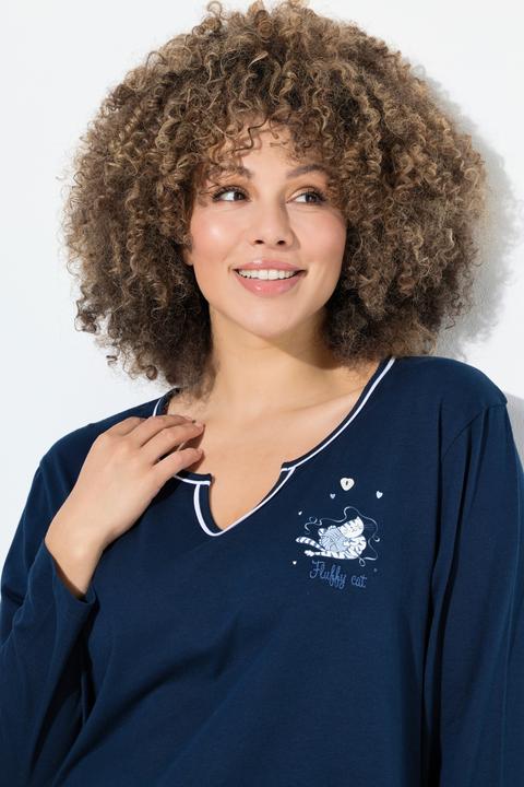 Produktbild Ulla Popken Pyjama, Katzen, Tunika-Ausschnitt, Langarm (54)