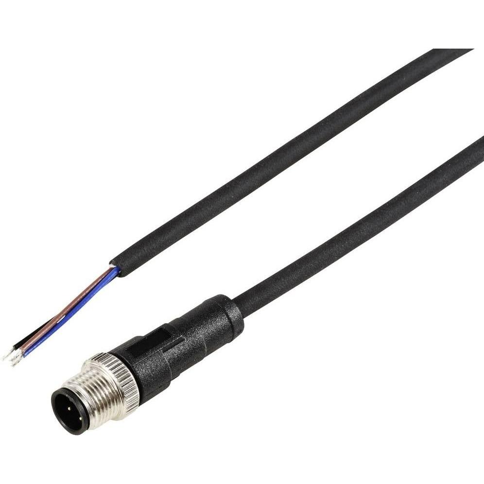 Tru Components TC-12833168 Sensor-/Aktor-Anschlussleitung M12 Stecker, gerade 10, Elektronikkabel + Stecker, Schwarz